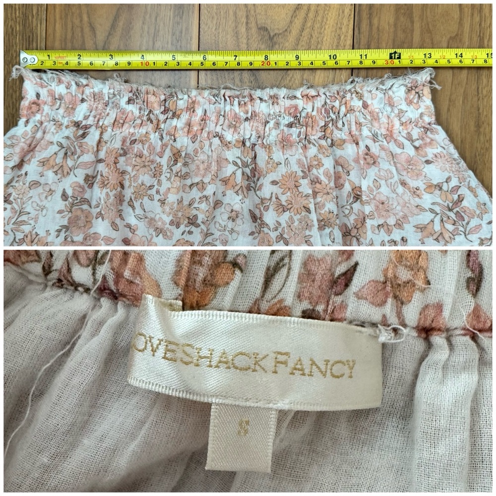 Love Shack Fancy Cotton Tiered Dorin Ruffle Mini Skirt in Vanilla Foam Size S - Picture 14 of 16